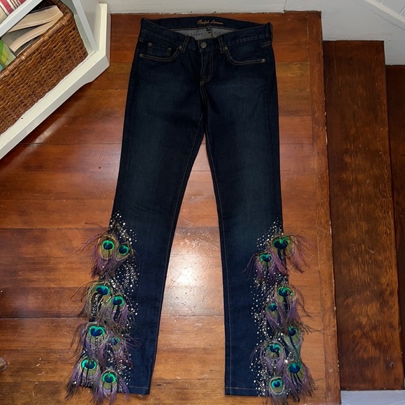 NWOT Ralph Lauren Black Label Peacock Feather Jeans - Picture 9 of 16